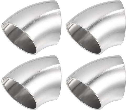 A ABSOPRO Tubo Di Scarico A Gomito A 45° 4 Pezzi Connettore Per Auto | Colore Argento, Materiale Acciaio Inossidabile SS304, Diametro Esterno 32 Mm, Spessore Parete 1.5 Mm, Universale.
