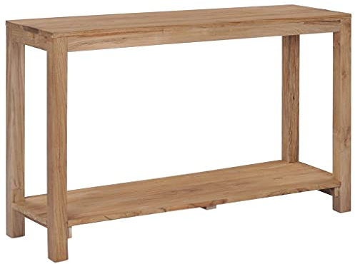 ARKEM Mesa Consola de Madera de Teca Maciza 120x35x75 cm Consola recibidor mesas auxiliares para Salon Mueble Auxiliar salón
