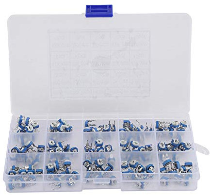 150 Stück Blau Weiß 100 Ohm-1 Mohm Potentiometer mit Variablen Widerständen, Sortiertes Kit, Vertikales PCB-Preset-Trimmer-Potentiometer