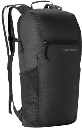 eagle creek Packbarer Rucksack – kompakter, wasserabweisender Mehrzweck-Rucksack mit atmungsaktiven Netz-Schultergurten, Schwarz, One Size, Classic