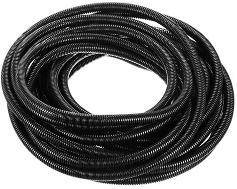 sourcing map 1/2 Inch x 50 Ft Split Wire Loom Tubing, Guard Convoluted Flex, Protective Split Cable Conduit, Flexible Wire Protector Tubing, Electrical Cord Cover,Black