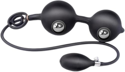 Big Inflatable Anal Plug Pump Anal Dilator Metal Ball Massager Butt Plug Sex Toy for Adult Man and Women, Steel Ball Included