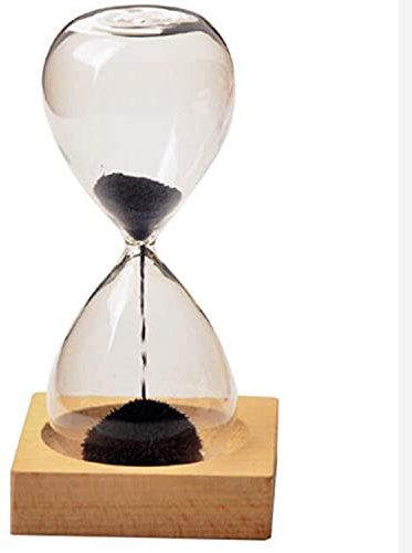 Sablier, sablier, sablier, sablier en Bois, Verre + Poudre de Fer, sablier magnétique à Fleurs avec Emballage, sabliers 13,5 5,5 cm, siège en Bois, Cadeaux(Black)