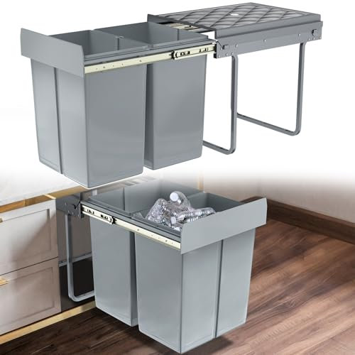 Xinzi - Pattumiera da cucina a 2 scomparti, 2 x 20 l, sistema di raccolta differenziata a incasso, con estensione completa