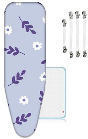 ZJBKX Bügelbrettbezug 150x50cm aus Baumwolle, Bügelauflage Set Enthält 4 Bezugsspanner + 1 Bügeldecke + 1 Bügeltischbezug