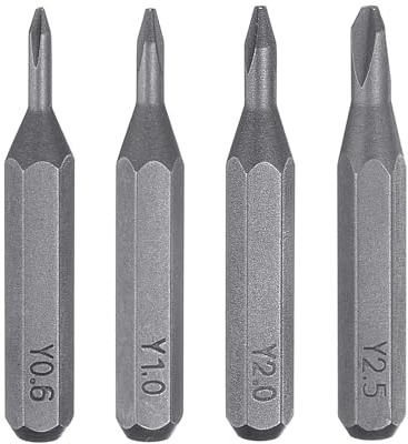 QUARKZMAN 4 Stücke Y0,6 Y2,5 Tri Wings Schraubendreher Bit Set | Bitsatz 4mm Sechskantschaft 28mm/1,1 Zoll Magnetisch 3 Punkt Y förmige Kopf Sechskant Bits S2 Stahl Werkzeugset Akkuschrauber