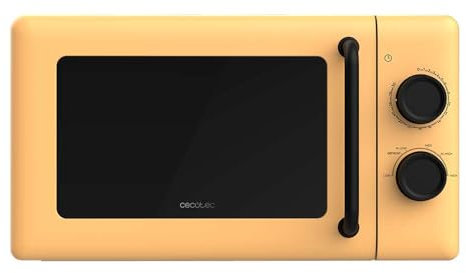 Cecotec Forno a Microonde Meccanico da 20 L Proclean 3010 Yellow. 700 W, 6 Livelli Di Potenza, Modalità Sbrinamento, Segnale Di Fine Cottura, Lampada Interna, Timer Fino A 30 Minuti, Design Giallo