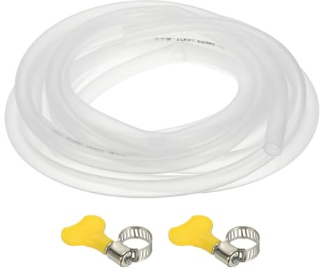 PATIKIL Tuyau en PVC vinyle, 3/8 diamètre intérieur x 1/2 diamètre extérieur, tube en plastique transparent flexible avec 2 colliers de serrage, tuyau polyvalent, 16,4 pieds