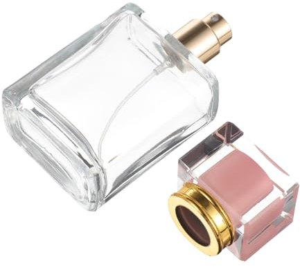 WEKADRIN Botella Pulverizadora De Perfume De Cristal 50 Ml Pequeño Frasco De Perfume De Viaje Recargable Transparente Tapa Rosa Para Uso Diario y Viaje