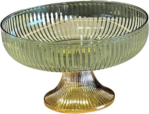 Frutero Vintage de Gama Alta para el hogar, Platos de Frutas de pie Alto, Frutero con Pedestal para Centro de Mesa, decoración de Sala de Estar, Oro Verde