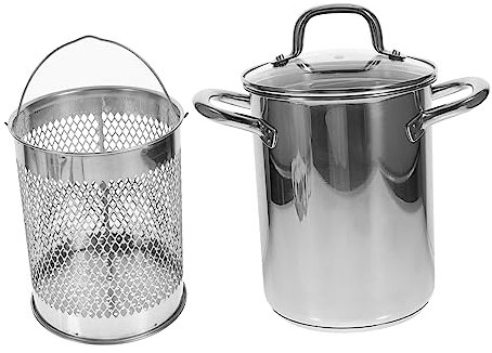 MOTHNUR Olla Inoxidable Freír Tempura con Cesta Utensilios De Cocina Multifuncionales para Cocinas De Inducción Gas y Eléctricas para Hogar y Restaurantes