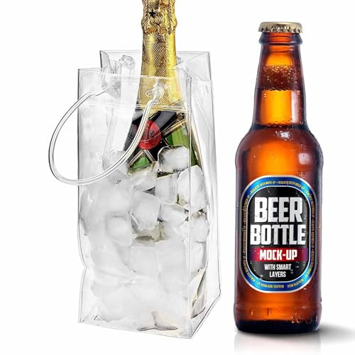 Acunny Ice Pack vinväska, pvc vattentät vinkylväska, ölkylare för burkar ölflaska glass presentpåse för män håller sig sval och sval vin från