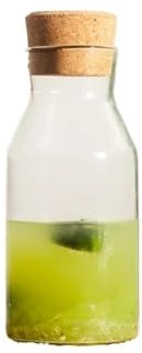 Carafe Eau Pichet à eau en borosilicate, bouteille en verre for thé infusé à froid avec pot en liège, récipient de stockage for fruits et vins, 800 ml/1 200 ml Pichet à Thé Glacé(800ml)