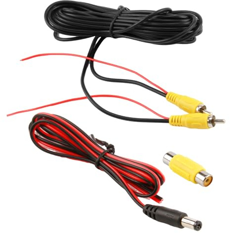 6 m RCA-videokabel för anslutning av bildskärm och backkamera, AV-förlängning med videokontakt RCA-kontakt hona till hona och DC strömkabel 1 m