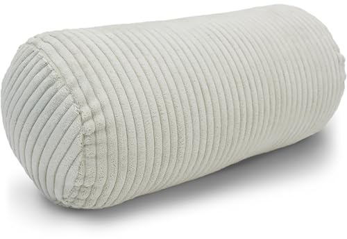 Amilian Nackenrolle mit Bezug 40x15 cm – Cord Kissen mit Füllung – Waschbar – Für Erwachsene & Kinder – Ideal für Nacken (Nebelklang, 40 x 15 cm)