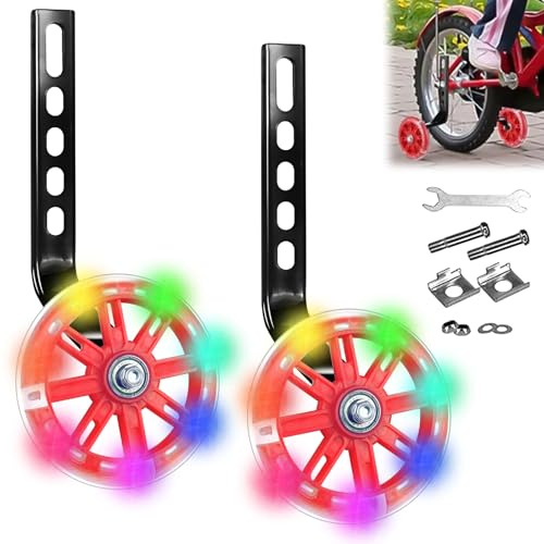 Comioke Stützräder, Fahrrad Stützräder, Kinderfahrrad Leuchtenden, Hilfsräder für Kinder mit Einstellbare Sicherheitsstützräder, für 12 14 16 18 20 Zoll Single Speed Bike
