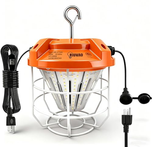LED Temporary Work Light 100W, 15000Lm, 5000K Daylight White, Portable, Connectable LED Worksite Light with Hook, IP65 Dustproof and Waterproof, Suitable for Wet Locations and Construction Sites