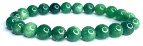 LLUXIA Bracelet en Jade Vert Naturel – Perles de 8 mm – Bijou Énergétique Mixte pour Homme et Femme – Pierre de Sagesse et Harmonie – Fait Main, Élastique et Confortable