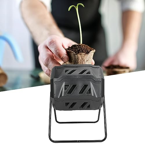 Asixxsix Contenedor de Abono para Exteriores, Cubo de Abono Giratorio de 360 ​​° para Exteriores, Cubo de para de Gran Capacidad de 160 L, de para Jardín, Cocina