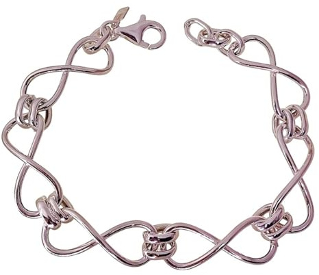 Inmaculada Romero IR Pulsera con Infinitos en Plata de Ley 925m con 18cm. eslabones grandes 25mm.