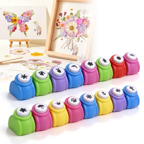 BAIFULAI 16 stycken pappersstansare, mini motivstansare, stansare, stabil utstansare för papper för pyssel, rund stansare, stjärna för gör-det-själv klippbok, fotoalbum hantverk, inbjudningar
