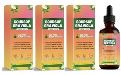 Extracto Líquido de Guanábana Amargo | Ayuda al Sistema Inmune, Digestión, Piel y Sueño | Vegano, No Transgénico | 2 Fl Oz (60 ml),3pcs