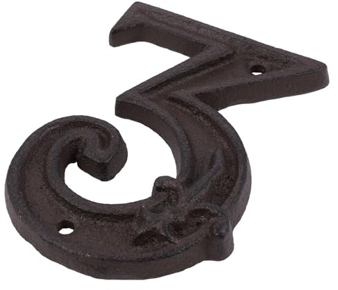 COHEALI Numéro D'adresse en Fonte Martelée Rétro Vintage, Plaque Métal 3 Couleur Antique Irrégulière, Vis de Fixation Inclus, pour Maison Intérieur et Extérieur, Panneau de Porte
