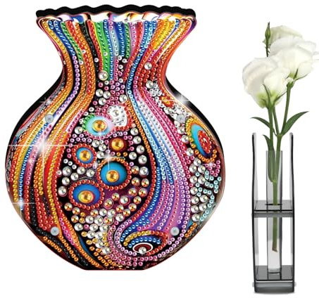 Demiawaking 5D Diamond Painting Vase Tischdeko, Diamond Painting Blumenvase Tisch Deko, DIY Diamant Malerei Vasen Bastelset Erwachsene (C)