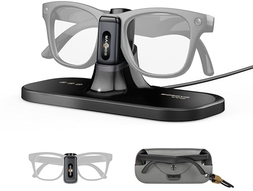 BOBOVR CG2 Ladestation Zubehör Kompatibel mit Ray-Ban Meta (Wayfarer/Headliner/Skyler) & Oakley HSTN,3-in-1 Magnetische Ladestation mit Tragbarem Akkuclip und Reiseetui