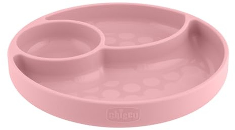Chicco Piatto Divisorio in Silicone con Ventosa 12m+, Piatto per Bambini Antiscivolo con 3 Scomparti, 100% Silicone Alimentare Infrangibile Senza BPA, Lavabile in Lavastoviglie e Microonde