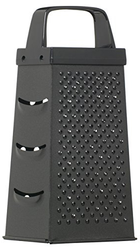 KitchenCraft Non Stick Cheese Grater, 4 Sided, Stainless Steel, Black, 22.5 x 17.5 x 10 cm