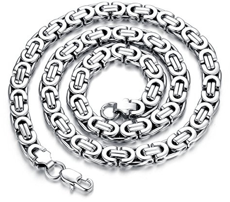 JewelryWe Schmuck Herren Kette, Edelstahl Biker Königskette Panzerkette Halskette, Silber