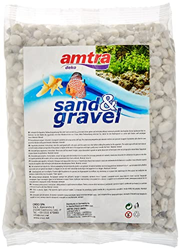 Amtra Gravel - Natural Aquarium Gravel, Decorative Soil, Coarse White Grains Size 4-8mm, Size 1kg, Packaging May Vary