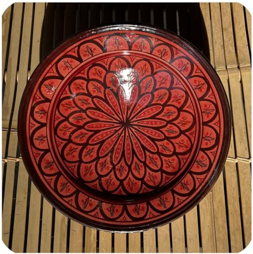 Simandra Orientalischer Keramik Teller handbemalt marokkanische Keramikschüssel Wandteller klein Color Rot