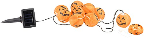 Lunartec Guirlande à LED avec 10 lampions citrouilles d'halloween - Solaire