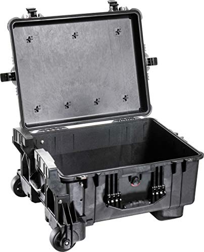 Peli 1610M Stabiler Transportkoffer mit Robusten Rollen, IP57 Wasser- und Staubdicht, 63L Volumen, Made in US, Ohne Schaumstoffeinsatz, Schwarz, 016100-0019-110E