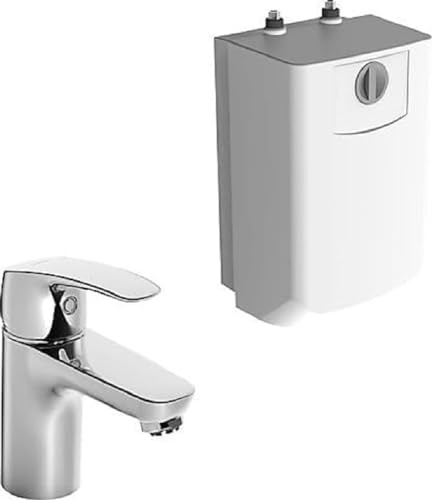Hansa 45341183 Niederdruck Einhebelmischer/Waschtischbatterie HANSAPINTO DN15 |für offene Heißwasserbereiter, Luftsprudler| Ablaufgarnitur: Metall, Kupferrohre