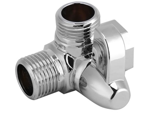 Umschaltventil G1/2 T-Form Adapter für Dusche und Brause, Duschsystem-Ersatzteil, Ventil umschalten, Polierter Messing mit Chrom-Lack für Handbrause in Küche