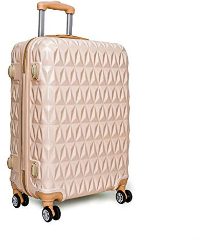 CMY Cabin Suitcase Super Lightweight Durable ABS Carry on Suitcase with 4 Dual Spinner Wheels and Built-in 3 Digit Combination Lock Ideal Travel Bag & Luggage Sets (Rose Gold, 20 inches)