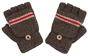 Mitones Cálidos de Invierno con Medio Dedo Guantes sin Dedos para Niños Marrón