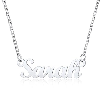 U7 Damen Namenskette Edelstahl Halskette mit Name Sarah 45+5cm Schlüsselbein Kette einzigartige kurze Kette Modeschmuck Accessoire für BFF Geburtstag Weihnachten
