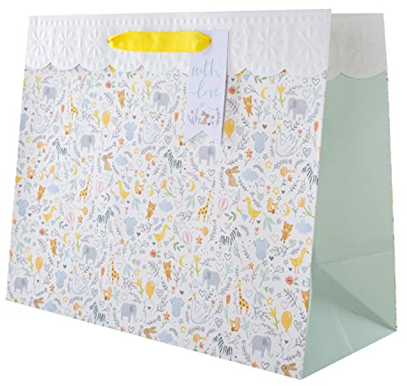 Hallmark Bolsa de regalo grande para bebé, bonito diseño ilustrado, bonita bolsa de regalo de animales