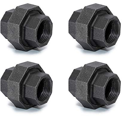 1/2 Industrial Malleable Cast Iron Union, Home TZH 4 Pack 1/2 Female Pipe Fitting Union for Industrial Vintage Style DIY Project/Furniture/Shelving Decoration (4, 1/2)