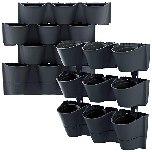 Macetero Vertical Prosperplast Cascade Wall de plastico en Color Antracita 67 (Largo) x 17,7 (Ancho) x 57 (Alto) cm