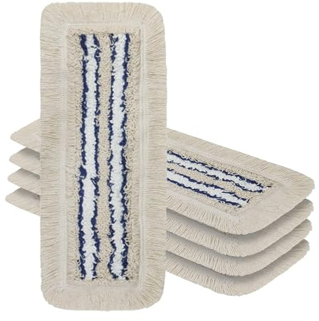 OKAEI Wischmopp Bezüge 50 cm Beige/Weiß/Blau, 5er Set – Mikrofaser-Baumwoll Wischbezug für Bodenwischer – Ersatzbezüge für Klapphalter – hohe Schmutzaufnahme & sehr Gute Gleiteigenschaften