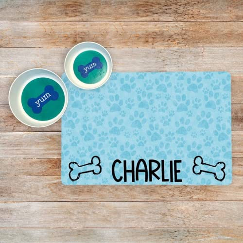 Individuelle Futtermatte für Hunde und Katzen, personalisierbar, für Futternapf, PVC, waschbare Matte, benutzerdefinierte Haustierfuttermatte, Platzset, wasserdicht, personalisierbar, 60 x 35 cm, N