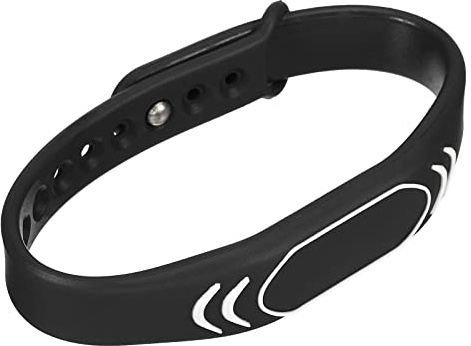 sourcing map RFID Wristband Silicone Proximity Bracelet 13.56MHz Read Only Adjustable Waterproof for Door Entry Access Control, Black