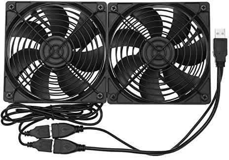 YINETTECH Double ventilateur USB de 120 mm avec prise USB 2 en 1 compatible avec PS4, etc. Ventilateur d'ordinateur USB de 120 mm pour ventilation de remplacement du ventilateur d'échappement