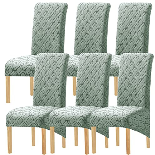 GYHH XL Größe Stuhlhussen Mit Hoher Rückenlehne Elastizität Spandex Stoff Stuhlhusse Sitzbezug Große Dicke Stuhlhussen Für Zuhause Esszimmer Küche Bankett (Fruit Green,6er Pack)
