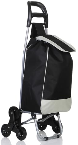 Premium Shopping Trolley, Stair Climber, Shopping Trolley, Black, 3 Wheel Trolley for Shopping, Transport Trolley
